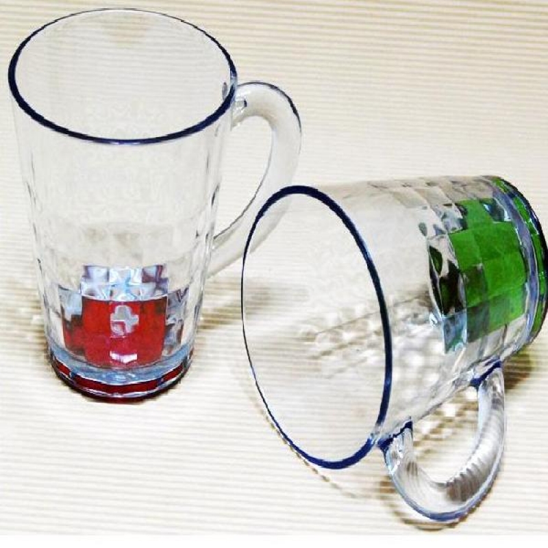 (SM)투명 아크릴 손잡이컵-색상랜덤 물컵아이스커피컵 이미지