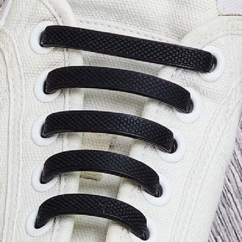 매듭없는 무매듭 실리콘 고무 신발 고정 끈 줄 블랙 이미지