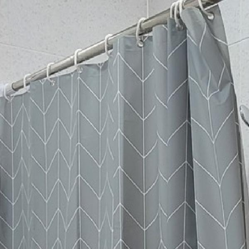 화장실 욕실 방수 샤워 목욕 커튼 헤링본 회색 80x180 이미지