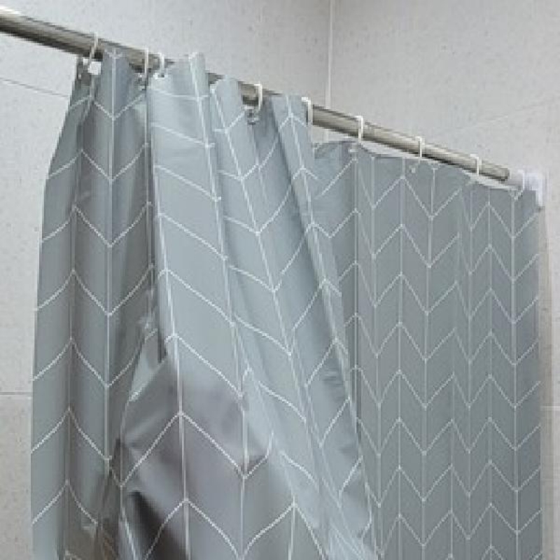 화장실 욕실 방수 샤워 목욕 커튼 헤링본회색 180x180 이미지