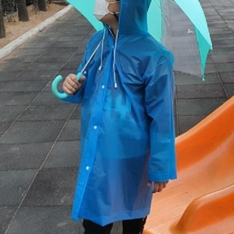 어린이 초등 아동 경량 비옷 우비 우의 레인코트 파랑 이미지