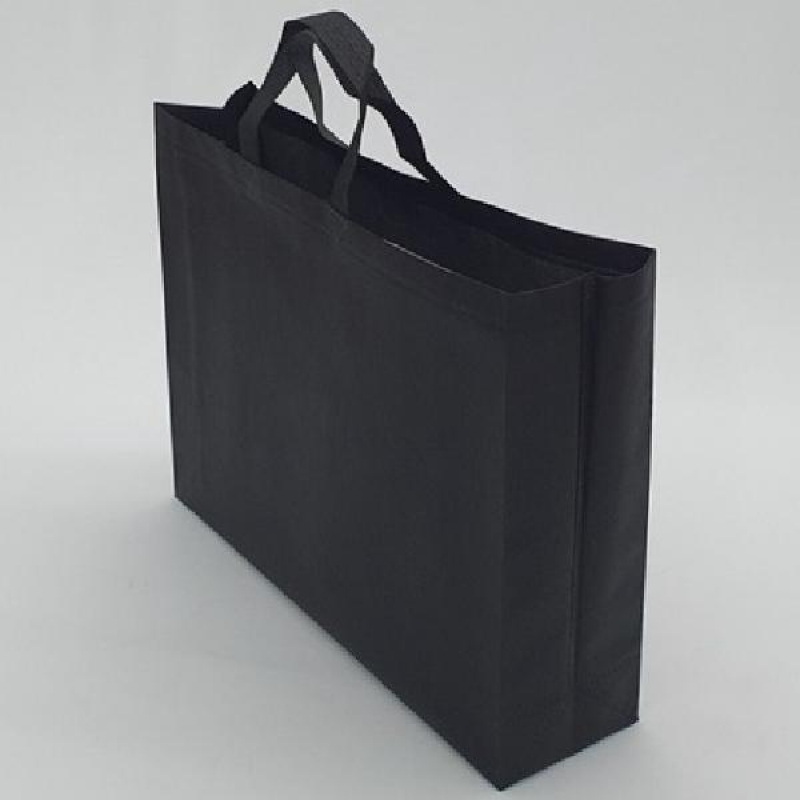 부직포 에코 쇼핑 백 가방 장바구니 가로 블랙 대 이미지